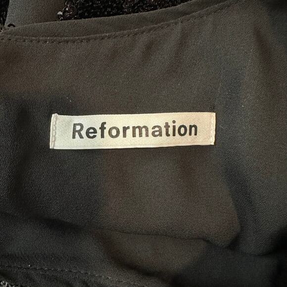 REFORMATION Odeon Sequin Mini Dress Long Sleeve Shimmer Sparkle Black - Picture 13 of 15